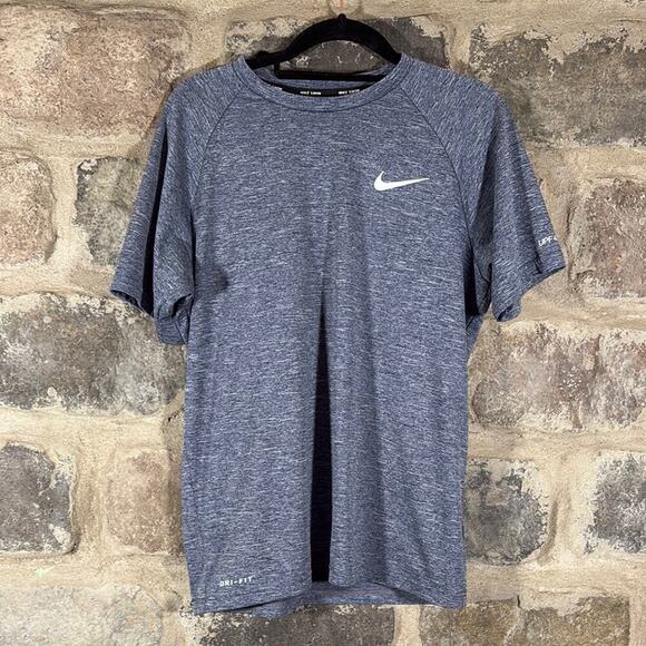 Nike Swim Dri-Fit Hydroguard Shirt‎ UPF 40+ NESSA589 Blue Men's Small Athletic - Picture 1 of 13
